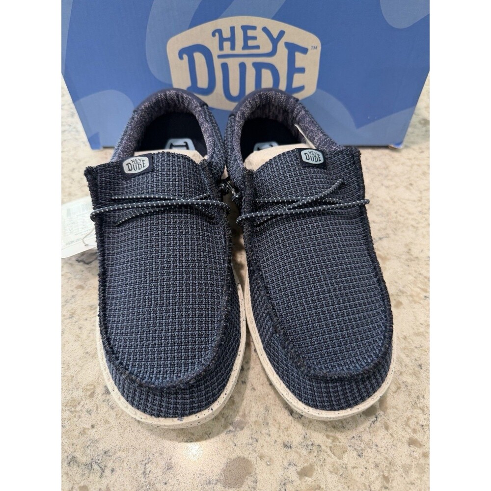 Hey Dude Wally Youth Sport Mesh Navy Kids Comfort Slip On Shoes - sz: 4Y